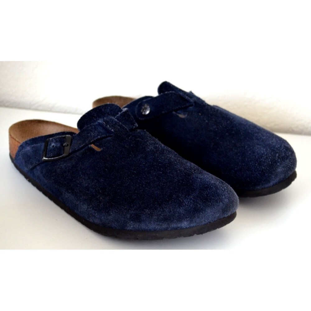 Mens Birkenstock Boston Navy Blue Suede Soft Footbed Comfort Clogs Shoes 44 / 11